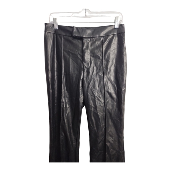 7 For All Mankind‎ High Rise Faux Leather Flare Wide Leg Office Festival Pants M - Picture 3 of 8